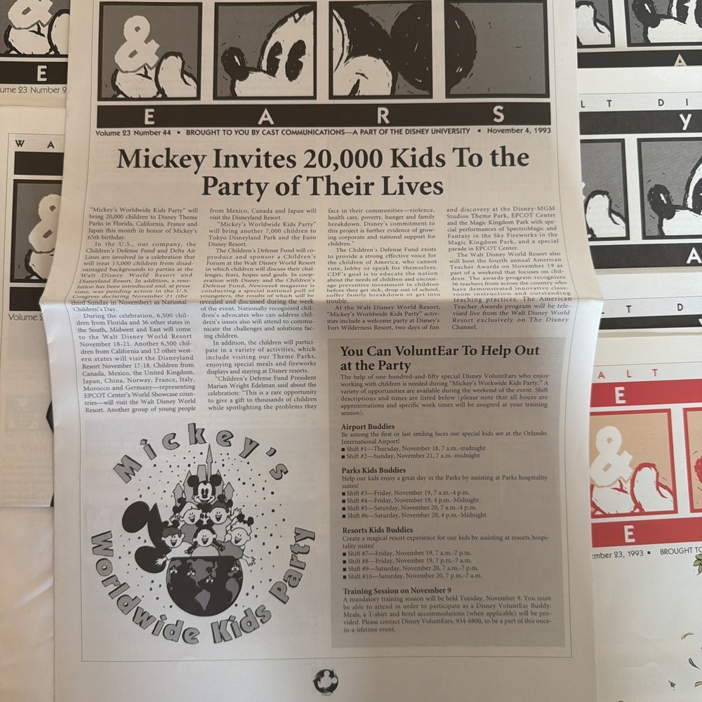 Walt Disney World Eyes & Ears cast member exclusive LOT OF 18. All 1993 - Picture 12 of 16